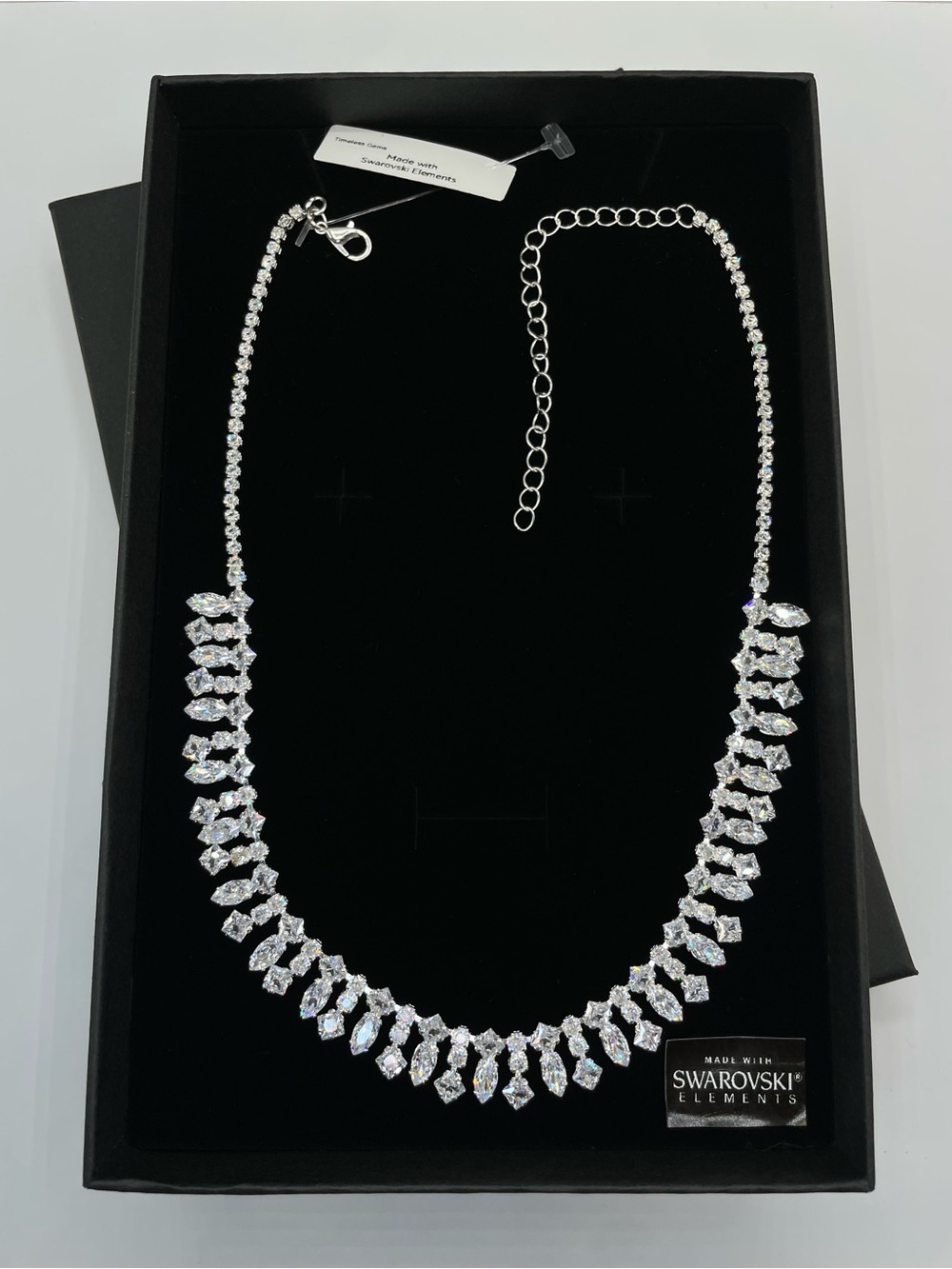 Swarovski Crystal Elements White Swarovski Crystal Art Deco Tennis Necklace - Picture 3 of 11